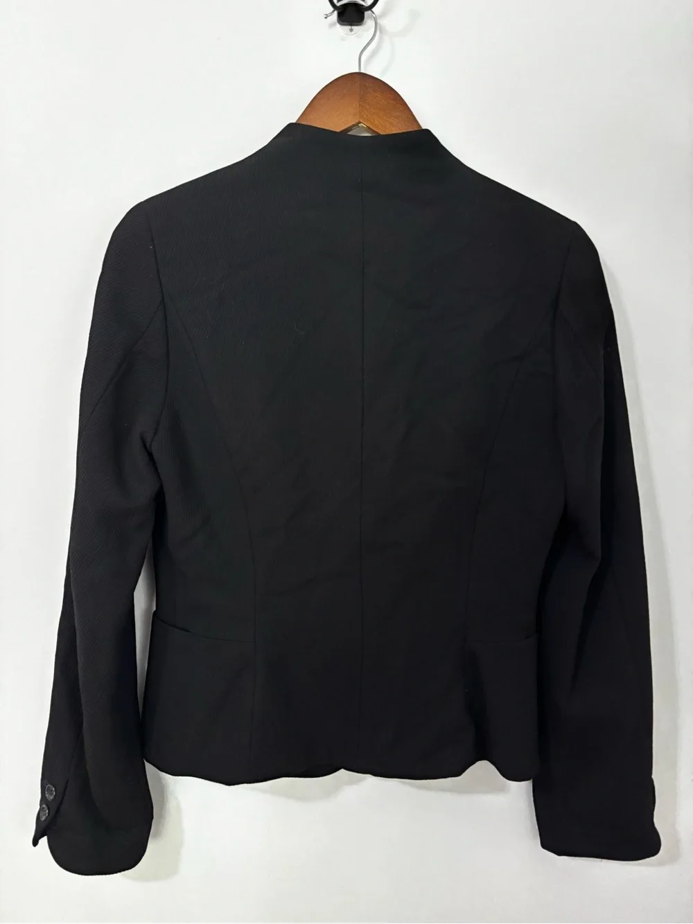 J.Crew Black Wool Blend Mandarin Collar Blazer Jacket Size 6 Vintage Style